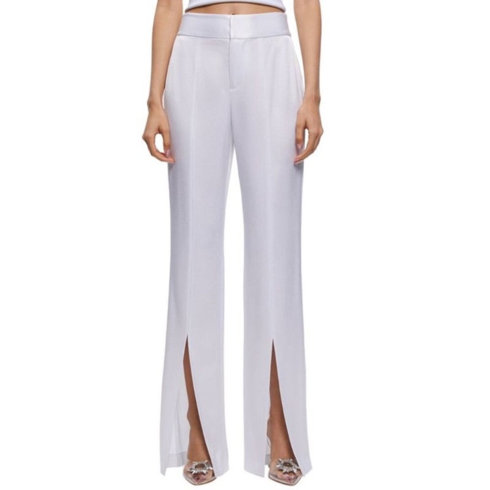 NWOT alice + olivia Jody Satin High-Waist Slit Front Pant size 6 28 Medium